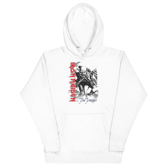 Iron Maiden Trooper Classic Unisex Hoodie - White - Small