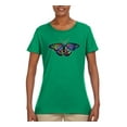 thumbnail image 2 of Colorful Rainbow Patterned Butterfly Animal Lover Womens Graphic T-Shirt, Kelly, Small, 2 of 3