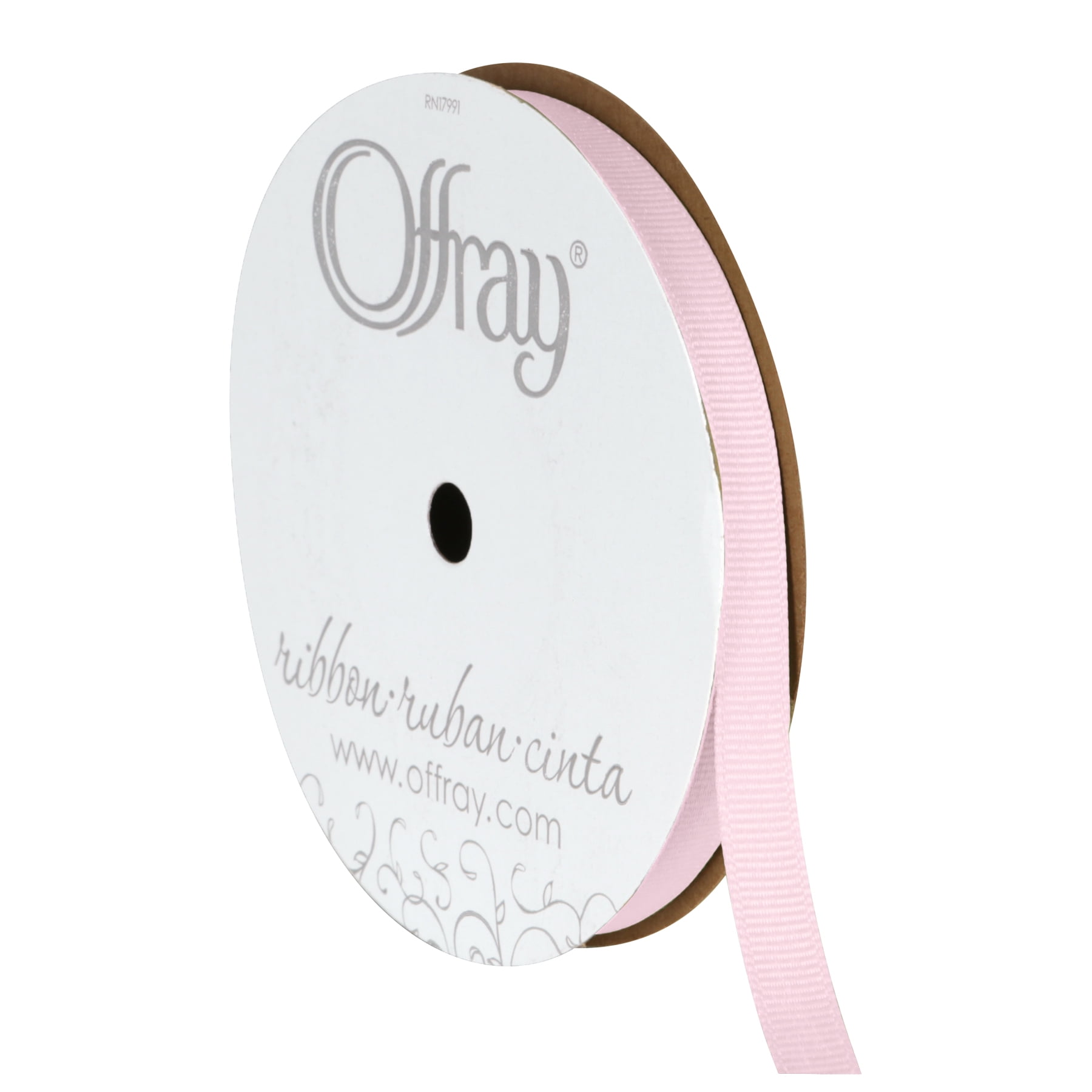 Offray Ribbon, Carnation Pink 3/8 inch Grosgrain Polyester Ribbon, 18 feet