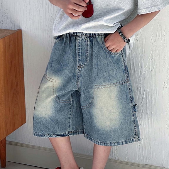 Shachafan Boys Summer Casual Knee Length Shorts Loose Fit Breathable Blend Elastic Waist Activewear For Outdoor Play Baby Summer Clothes Boy