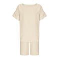 thumbnail image 6 of EnJoCho Girls Summer Outfits Casual Loung𝖾 Set Cap Sleeve T Shirt Elastic Waist Shorts 2 Piece Clothing Sets Cozy Loung𝖾wear Two Piece Matching Comfy Outfit Lightweight, 6 of 8