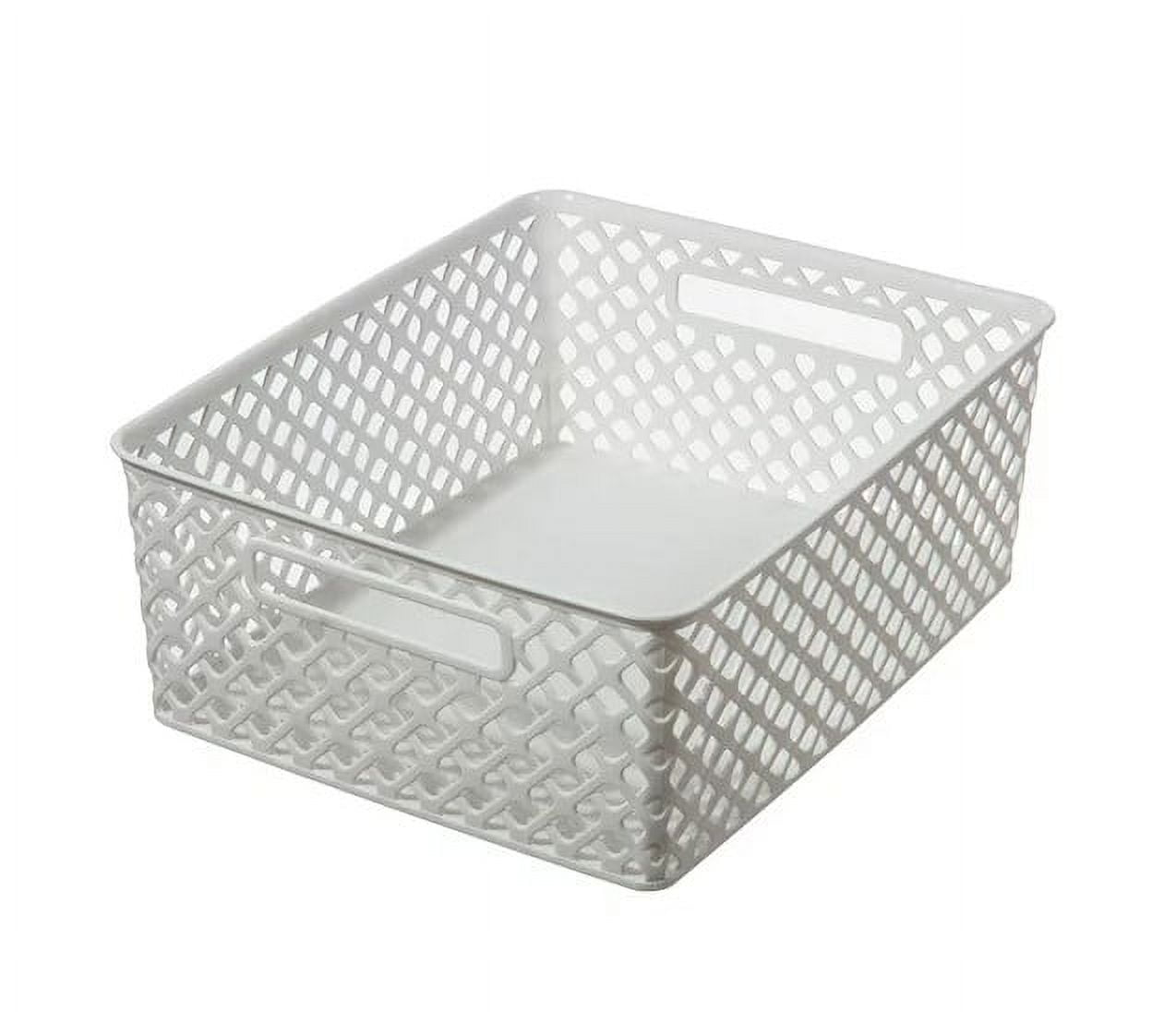 Mainstay Medium Deco Basket, White, Set of 3