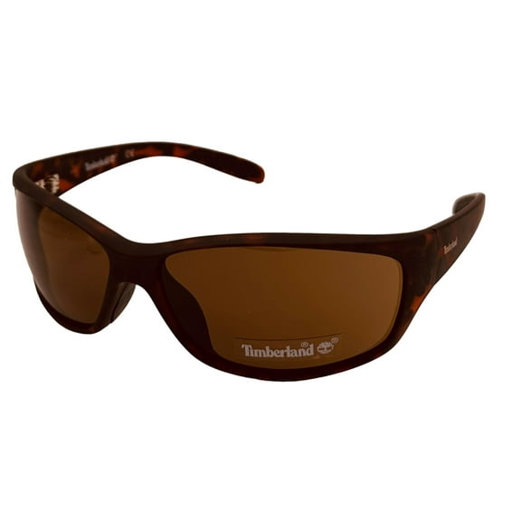 Timberland Sunglass Mens Matte Dark Havana Plastic Wrap, Brown Lens TB7157. 52E