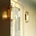 thumbnail image 6 of Morgan Park 20 in. H 1-Light Warm Brass Dusk to Dawn Modern Outdoor Wall Sconce with Clear Seeded Glass Shade, Steel Frame, LED Compatible, Use for Exterior Porch Patio Front Door or Garage, 6 of 10
