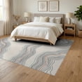 thumbnail image 3 of ODIKA 6'x9' Ivory Cream Sandstone Topographic Contour Washable Area Rug Modern Flowing Wavy Geometric Minimalist Topographical Map Artistic for Family Room, Living Mater Bedroom, Non-Slip, Easy Care, 3 of 7