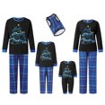thumbnail image 1 of Pijamas navideños familiares a juego, camiseta de manga larga con estampado de letras y pantalones a cuadros. Ropa de dormir para estar en casa., 1 of 10