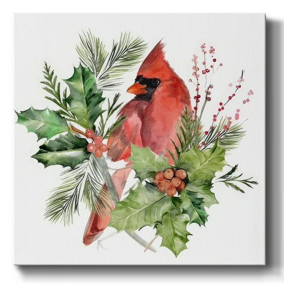 Cardinal Holly Christmas Collection C- Gallery Wrapped Canvas
