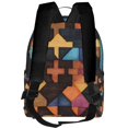 thumbnail image 4 of Lightweight Backpack With Adjustable Shoulder Strap Empty Bag Upright 12×14.5in For Weekend Holiday Travel Hiking Saddlebrown Colorful Houndstooth Hand-Drawn Sketch_1, 4 of 5