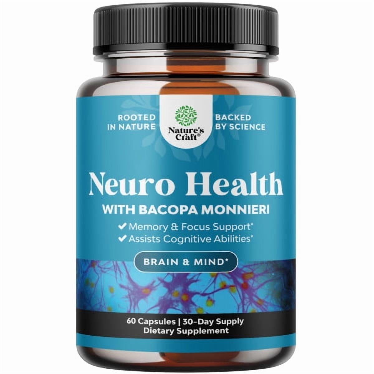 Natures Craft Neuro Health Nootropic Brain Supplement for Memory and Focus Enhancement, 60 Capsules