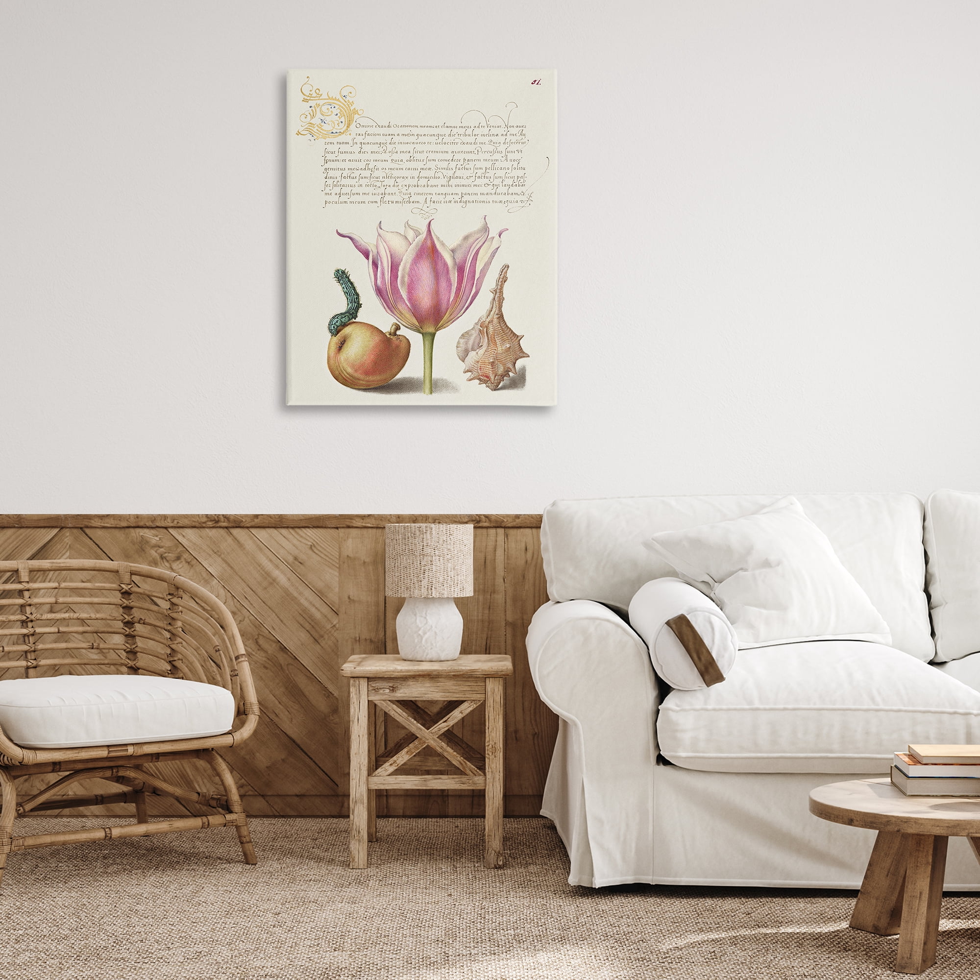 Stupell Industries Flower & Bug Study Page Text & Numbers Painting Wrapped Canvas Art Print Wall Art, 30 x 40