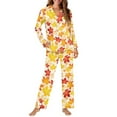thumbnail image 4 of DISNIMO Maple Leaf Printed Womens Pajama Sets 2 Piece Pj Sets Loose Fits Nightwear with Long Pants Long Sleeve Sleepwear Button Down Comfywear Loungewear, 4XL, 4 of 7
