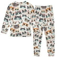 thumbnail image 2 of joogoo Cartoon Cat Face 2 Piece Long Sleeve Tee and Pants Cotton Pajama Set 3T, 2 of 7