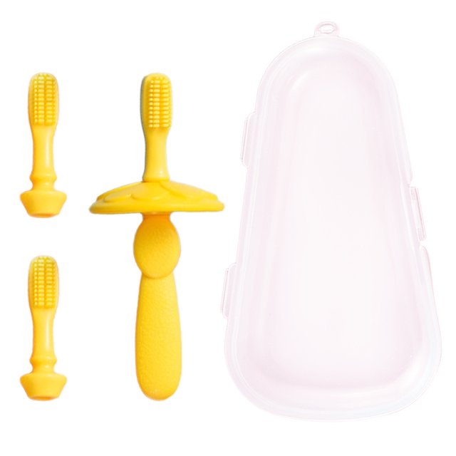Cepillo de dientes para niños pequeños, cepillo de dientes de silicona para entrenamiento, paquete de 2