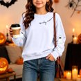 thumbnail image 4 of Atogsazn Children's Girls Halloween Sweatshirt Kids Casual Oversized Ghost Print Long Sleeve Sweaters Fall Winter Tops White 11-12 Years Fashion, 4 of 8