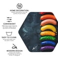 thumbnail image 3 of Vsdgher Rainbow Sausages On Dark Slate Leather Coasters for Drinks, Durable Drink Coasters 4 Set for Tabletop Protection, Luxurious Home Décor and Housewarming Gift-Hexagon, 3 of 6