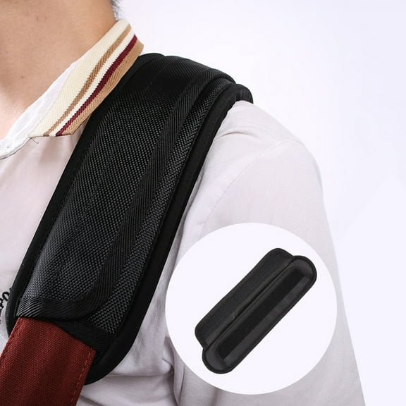 QIFULL Black Guitar Strap Shoulder Pad for Acoustic Electric Bass with Easy Fastening Tape