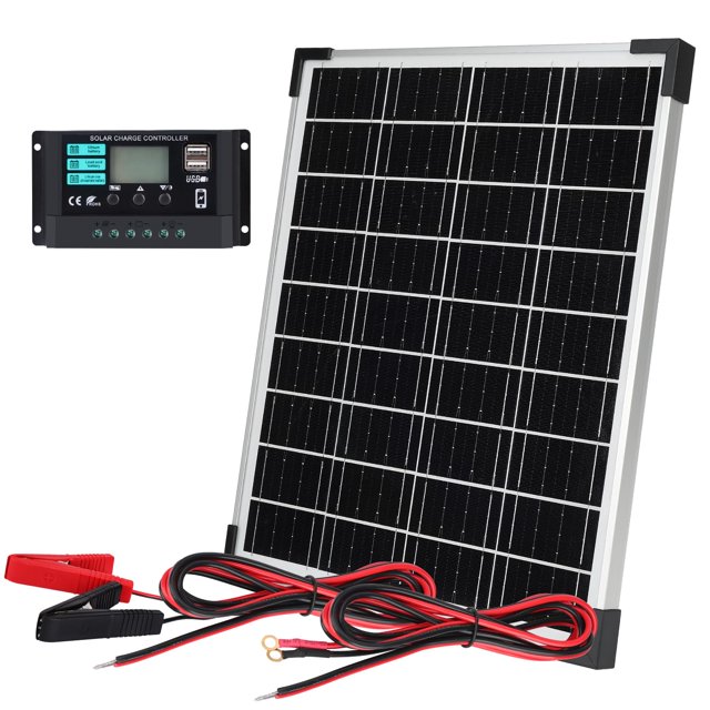 DYVIAHOME Solar Panels Kit Monocrystalline Solar Battery Maintainer 12V Solar Charge Controller with Extension Cable and Clips O-Ring Terminal fit RV Car Rooftop Camp Off