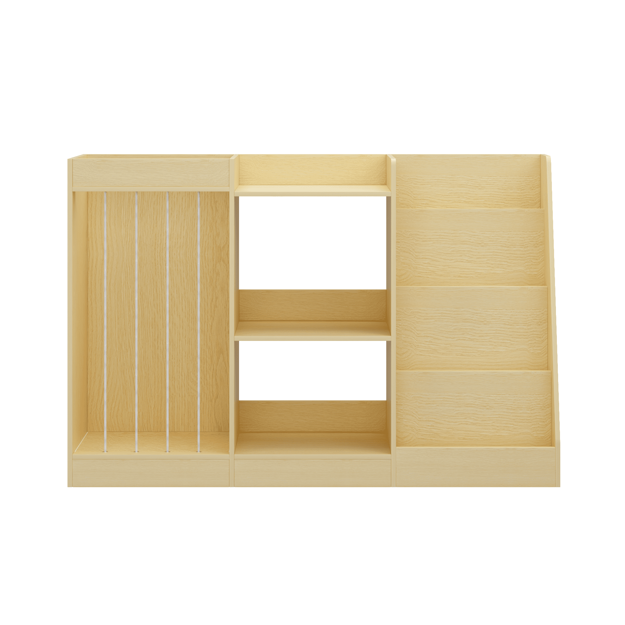 Kids Bookshelf 47.3 Inch, 4-Tier Bookcase with Toy Storage and Stuffed Animal Organizer, Montessori Bookshelf for Nursery and Playroom, Natural