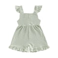 thumbnail image 3 of Kiijoy Girls Flutter Strap Bow Striped Suspender Shorts Summer Ruffle Romper, Sizes 6M-4T, 3 of 4