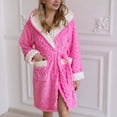 thumbnail image 4 of YanHoo Women's Plush Fleece Robe Soft Warm Bathrobe with Belted Fluffy Cozy Spa Robes Winter Nightgown Bathrobes, 4 of 7