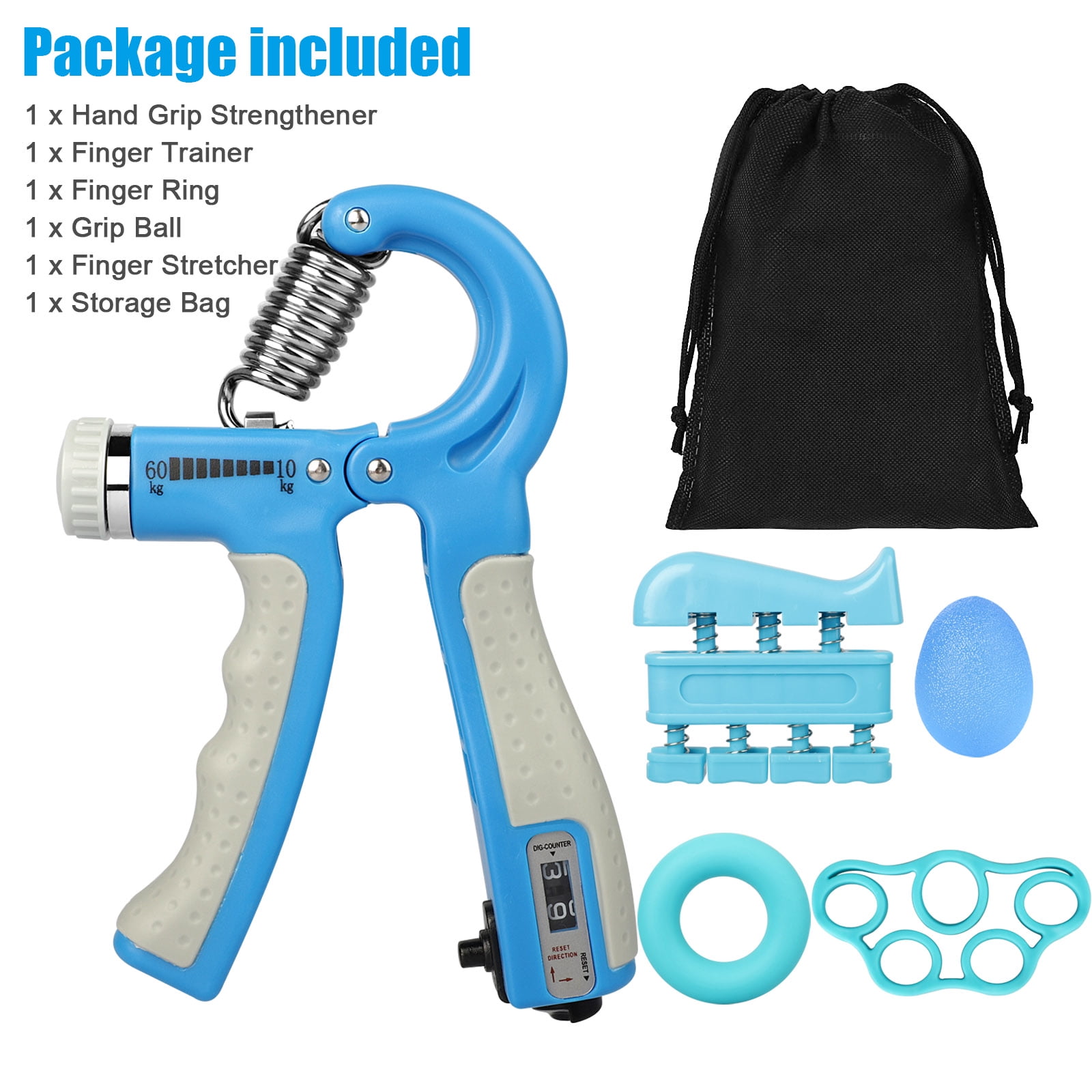 EEEkit 5pcs Hand Grip Strengthener Set Adjustable Resistance 22 to 132lbs Hand Gripper Strength Trainer Finger Exerciser Finger Stretcher Grip