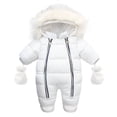 thumbnail image 2 of xiaxaixu Winter Hooded Romper, Solid Color Jumpsuit with Foot Covers  Gloves, 2 of 3