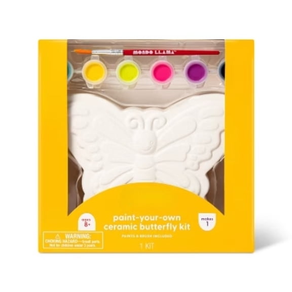 Paint-Your-Own Ceramic Butterfly Craft Kit DIY Art Kit with Paint & Brush, Ages 8 