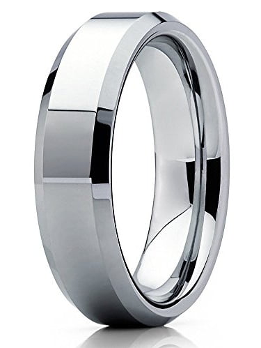 Mens 9mm Pipe Cut Edge Wedding Band High Polished Comfort Fit Tungsten Carbide Anniversary Ring