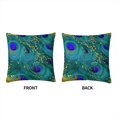 thumbnail image 3 of Dreamy Peacock Feathers, Teal and Purple, Glimmering Gold Velvet Throw Pillow Covers Sofa Pillowcase Car Square Throw Pillowcases Home Decoration 18x18Inch, 3 of 6