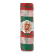 Holiday Time Red,Green and White Stripe Mesh Christmas Ribbon Rolls, 10.5"