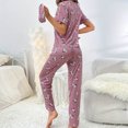 thumbnail image 2 of Tnhcen Pajamas for Women Set Long Sleeve Round Neck Nightwear Shirt Pants Sleepwear Lounge Home Clothes Sets S-2XL, 2 of 4