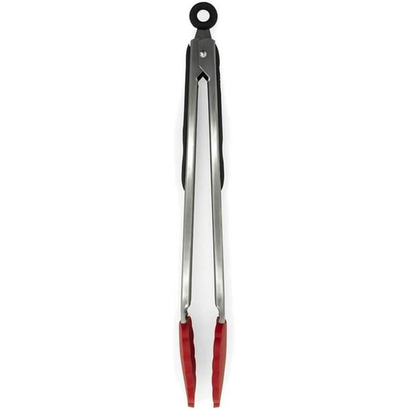 TEMOGU-12-Inch Silicone Tongs – Heat Resistant - Non-Slip Stainless Steel Handle - Safe for Non-Stick Cookware -Silver