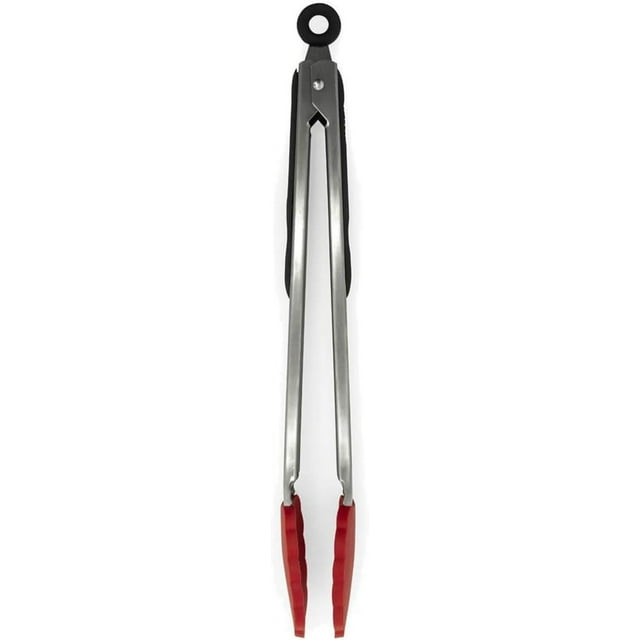 TEMOGU-12-Inch Silicone Tongs – Heat Resistant - Non-Slip Stainless Steel Handle - Safe for Non-Stick Cookware -Silver