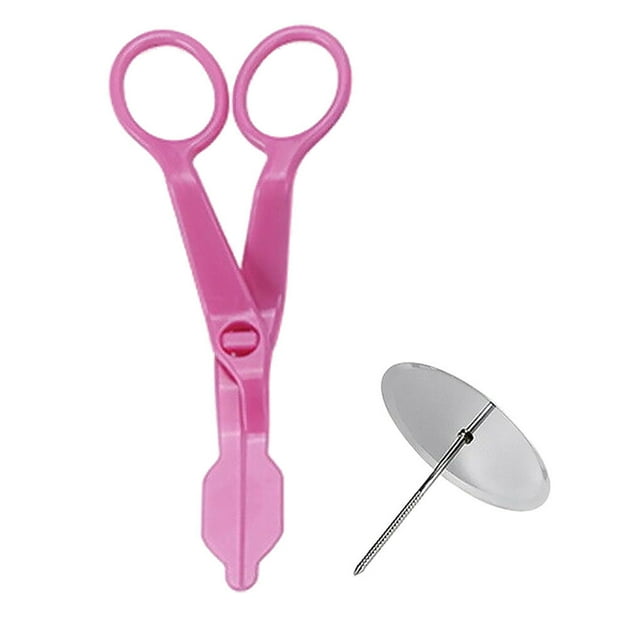 Piping Flower Scissors Nail Set Cake Icing piping flower Flower Detachable Plastic Lifter Cupcake Pastry Decorating Tool, Pink