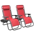 thumbnail image 1 of Homall Ensemble de 2 Chaises Longues Pliantes pour Terrasse, avec Porte-Gobelet, Revêtement Textile, Inclinable et Réglable, Couleur Rouge Clair., 1 of 9