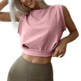 thumbnail image 1 of Camiseta sin mangas con cuello redondo para mujer, camisa corta sin mangas, holgada, informal, elegante, de Color puro, para fiesta de citas, 1 of 4