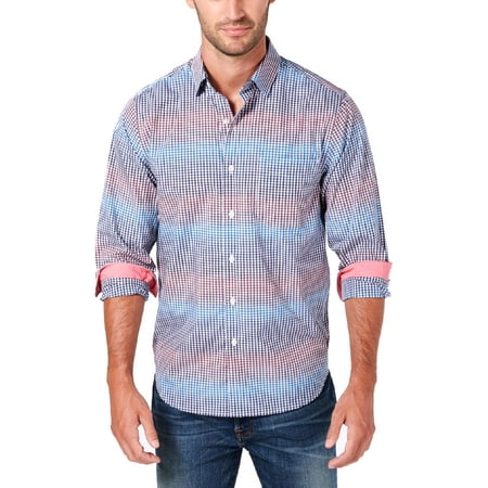 UPC 719260499133 product image for Tommy Bahama Mens Gingham Striped Button-Down Shirt Blue XL | upcitemdb.com