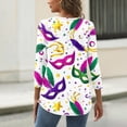 thumbnail image 5 of Womens Mardi Gras Top 3/4 Sleeve Carnival Shirt, Casual Crew Neck Blouse for 2026 Carnival Party, 5 of 5