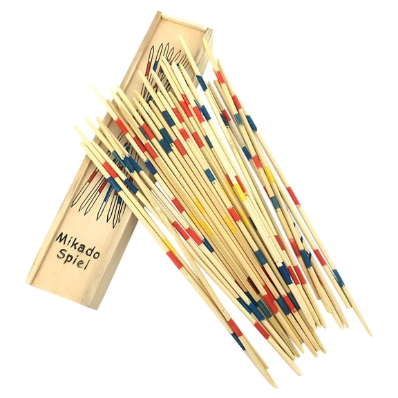CYFW Wooden Mikado Pick Up Sticks Traditional Game With Storage Box
