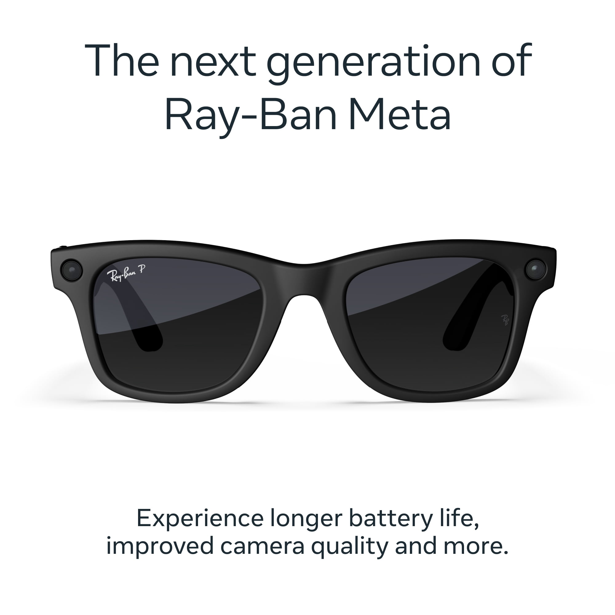 Ray-Ban Meta (Gen 2), Wayfarer, Matte Black, Polarized Gradient Graphite Lenses | Smart AI Glasses