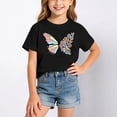 thumbnail image 2 of Landzoo Toddler Girls Shirt Butterfly Print Short Sleeve Crew Neck Tees Summer Breathable Girls T-Shirt Size 2-4 Years Black, 2 of 5