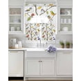 thumbnail image 3 of Watercolor Bird Swag Kitchen Curtains Sets for Windows 24 Inch Length, Modern Spring Branch Colorful Leaf Short Window Curtain Panels Swags Valances and Tiers 3 Piece Set for Cafe/Dining Room, 3 of 5