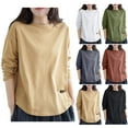 thumbnail image 1 of Blusas para mujer,Camiseta de manga larga para mujer, cuello redondo informal, tela de poliéster, ajuste suave y cómodo, ideal para el hogar o el trabajo, sopatenor, 1 of 8