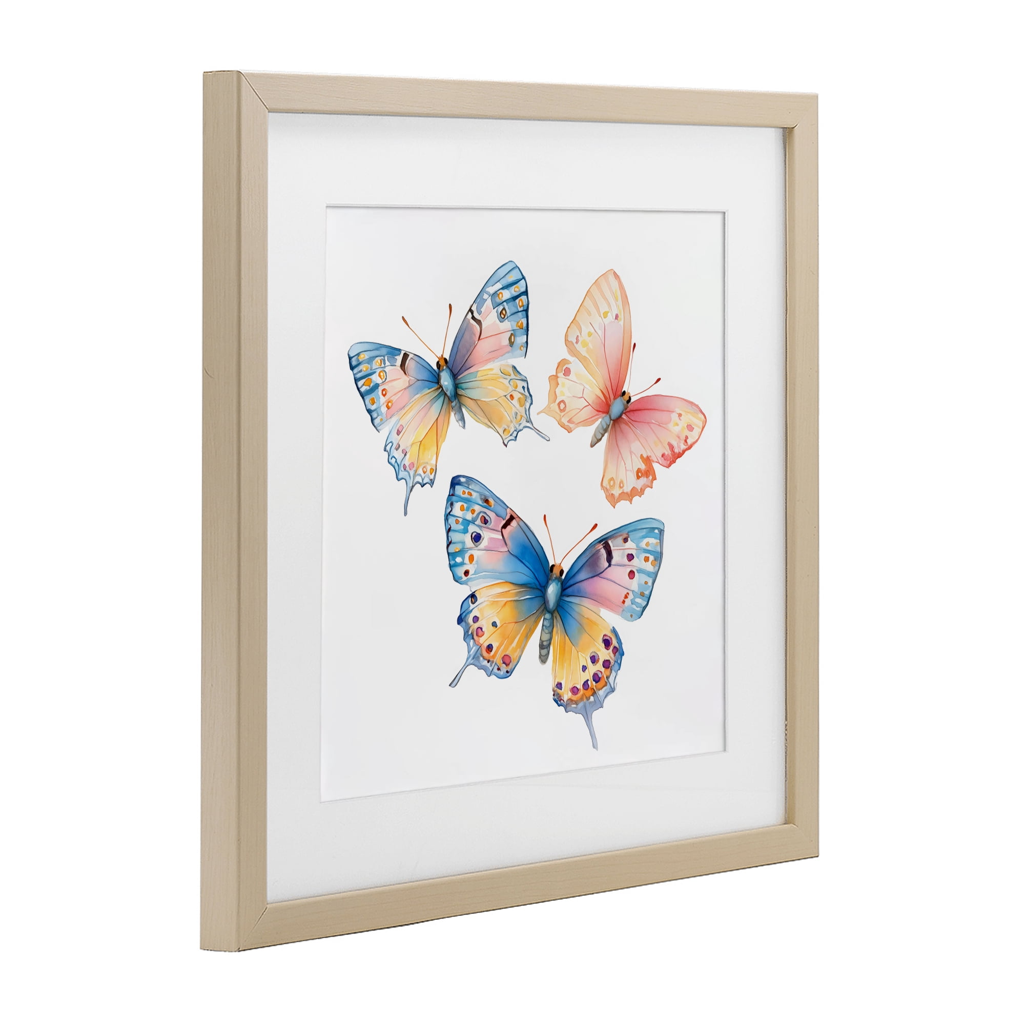Stupell Industries Whimsical Butterfly Trio Birch Framed Print Under Glass, design by Creative Studio