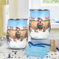 thumbnail image 4 of Merry Christmas Woofmas Xmas Noel Bulldog Elf Candy Cane Snow 12oz Stainless Steel Wine Tumbler Insulated Cup with Lid Dog Lover Gifts Idea - 13017, 4 of 5