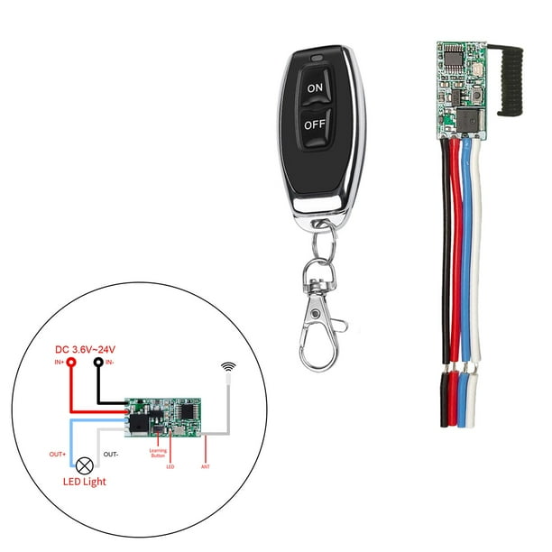 Interruptor de Un Canal Inalámbrico shamjiam DC 12V 433 MHz negra