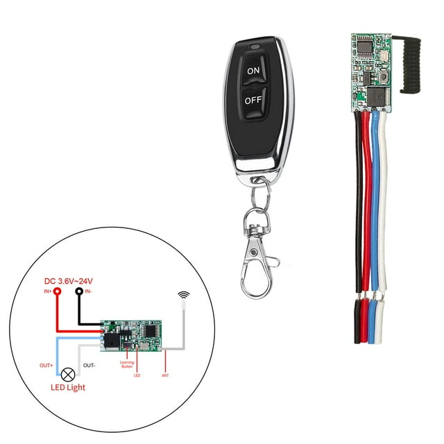Interruptor de Un Canal Inalámbrico shamjiam DC 12V 433 MHz negra