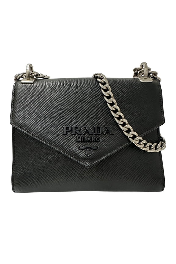 Pre-Owned Prada PRADA Women's Brand Shoulder Bag Leather Chain Black Mini Crossbody (Good)