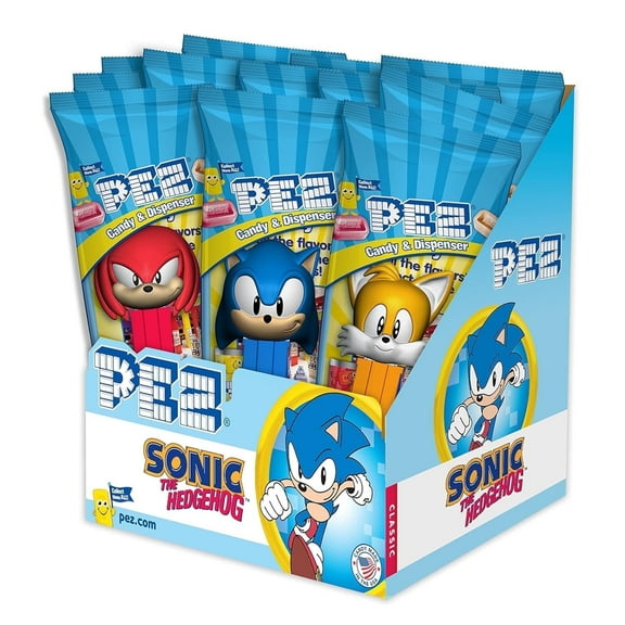 PEZ Sonic The Hedgehog Variety Party Pack, 1 Individually Wrapped Candy Dispenser With 2 Candy Refills, 12 Count,  6.96 oz.