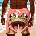 thumbnail image 2 of Fun 3D Animal Face Print Mens Casual Shorts Elastic Drawstring Loose Summer Beach Shorts, 2 of 4